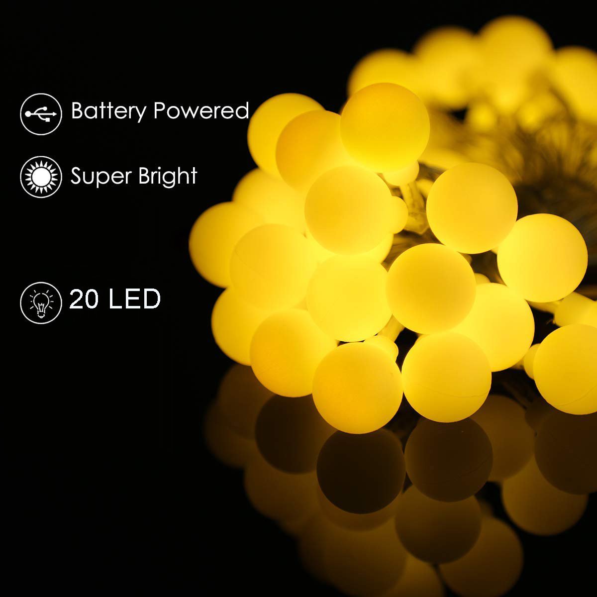 20 Small Crystal Ball Battery Operated Still Fairy Lights for Home  Party Decoration
